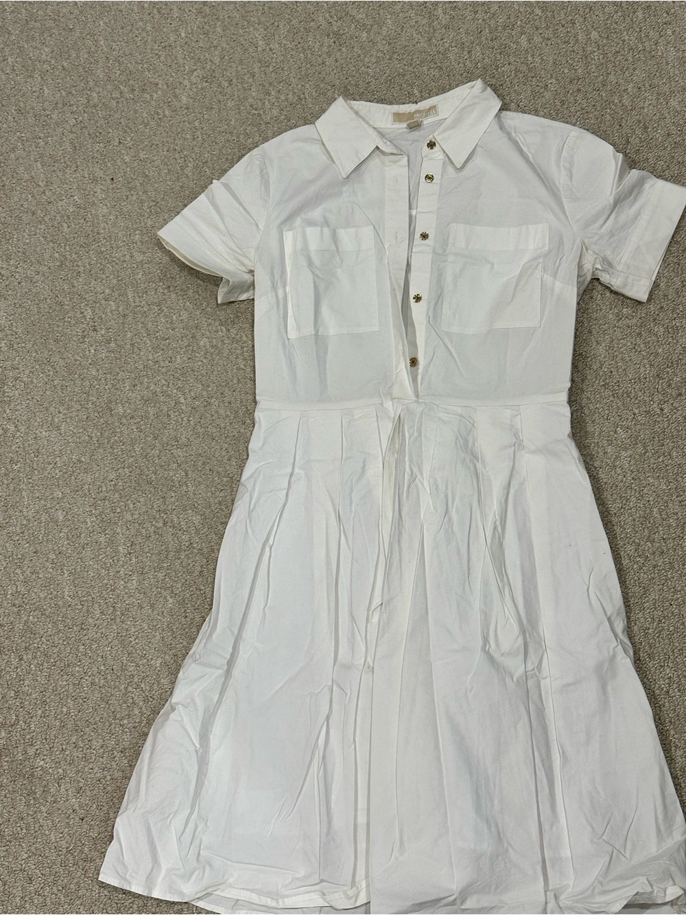 MICHAEL Michael Kors White Short-Sleeve Shirt Midi Dress